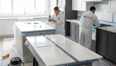 Professional cabinet painting and refinishing in Oakland, CA kitchen by expert house painters