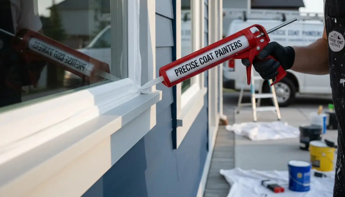 Professional caulking and sealing on Oakland, CA home exterior for waterproof house-painting protection
