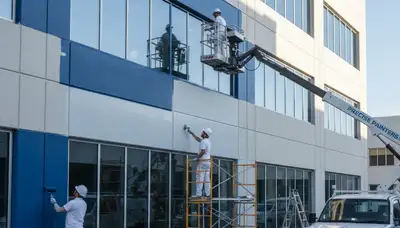 Professional commercial painters applying exterior coatings for businesses in Oakland, CA