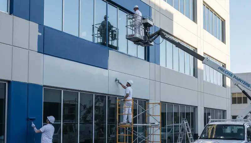 Professional commercial painters applying exterior coatings for businesses in Oakland, CA