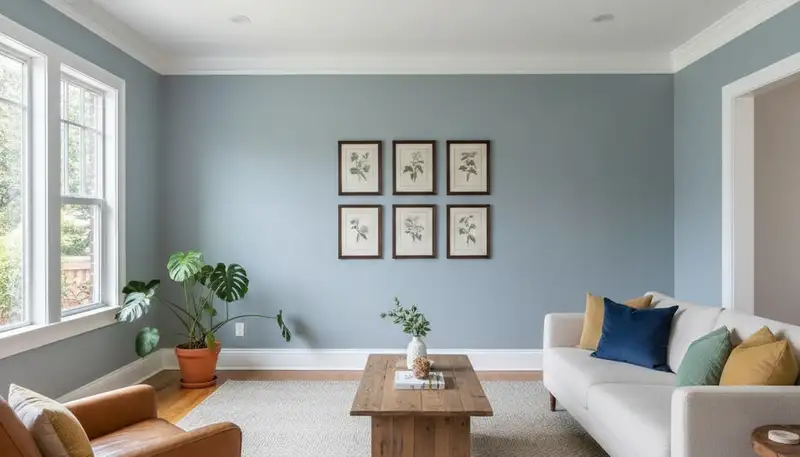 Freshly painted Oakland, CA living room with smooth finish by professional interior house painters