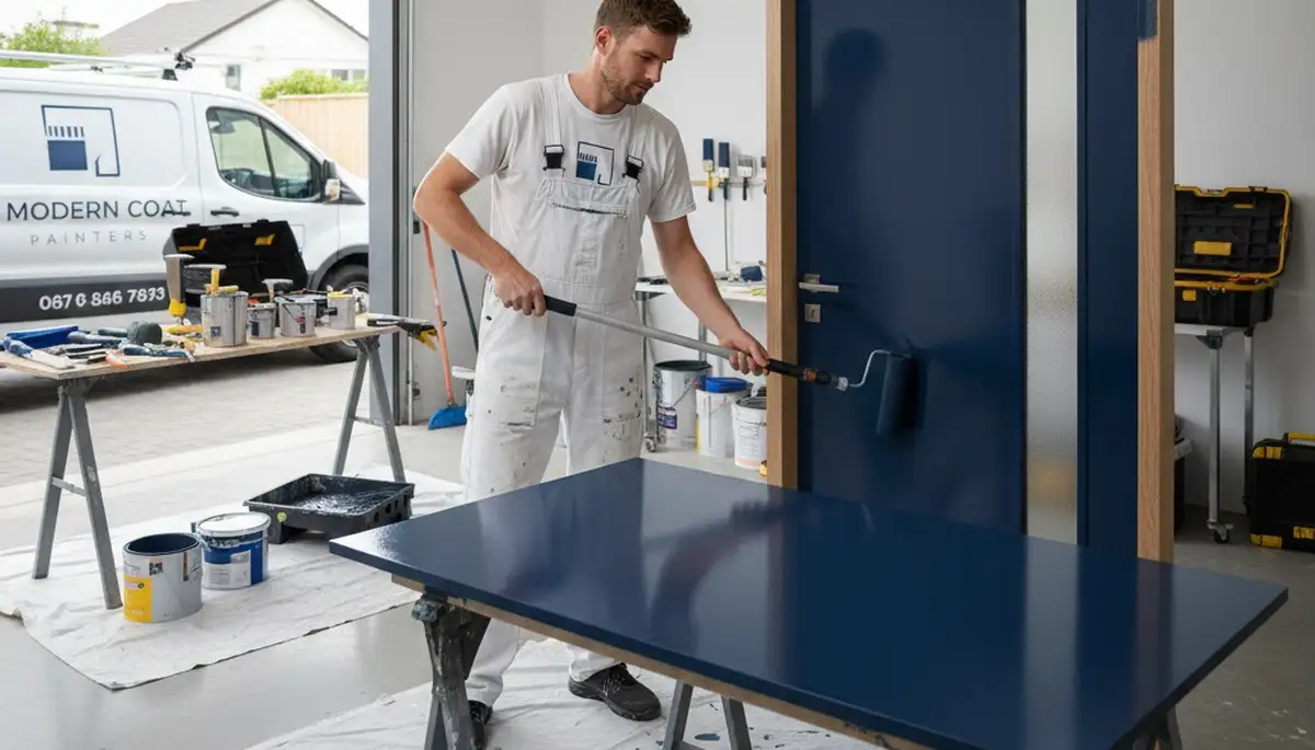 Professional door painting and refinishing by Oakland, CA house painters improving curb appeal
