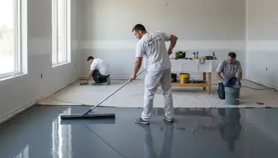Epoxy floor coating in Oakland, CA garage by professional painters, durable and chemical-resistant finish