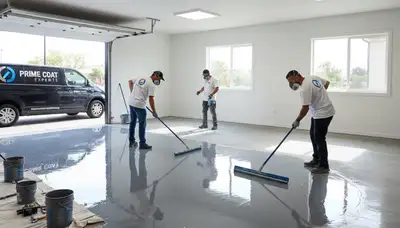 Professional epoxy floor coating in Oakland, CA garage with durable, polished commercial finish