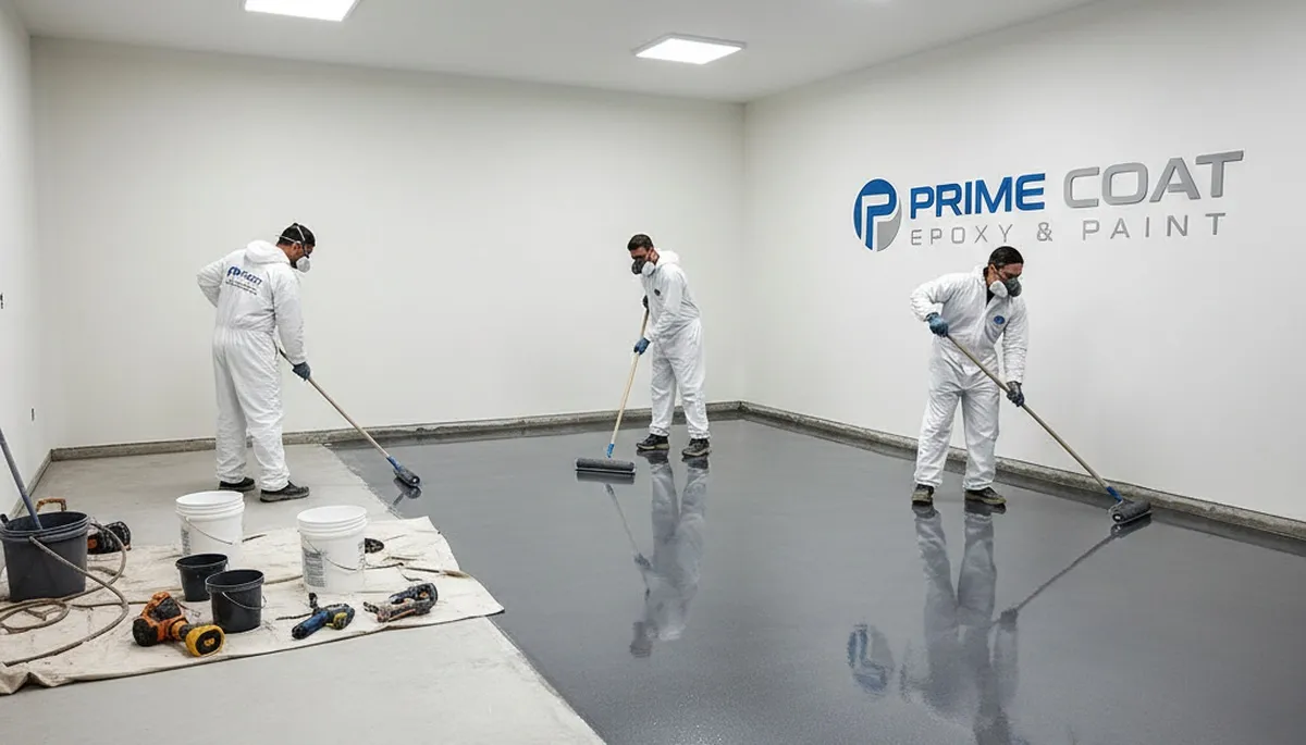 Epoxy floor coating in Oakland, CA garage with durable, chemical-resistant professional finish