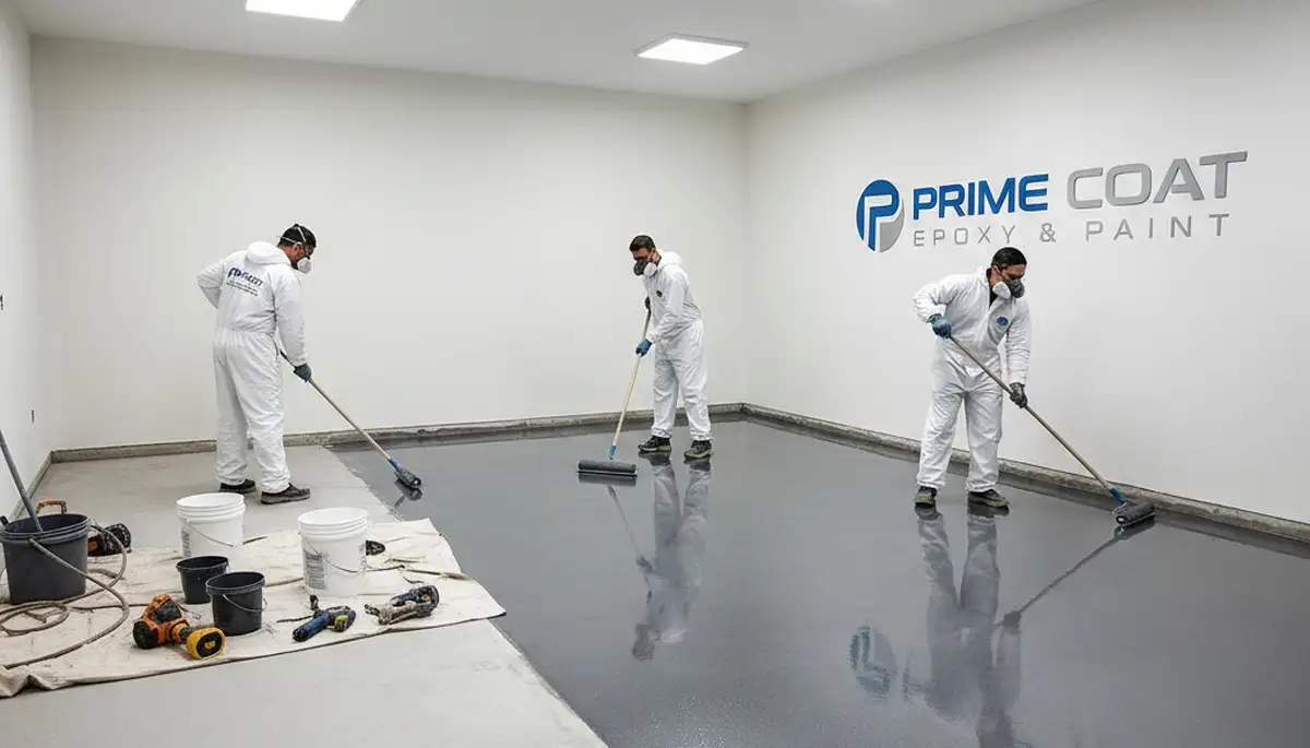 Epoxy floor coating in Oakland, CA garage with durable, chemical-resistant professional finish