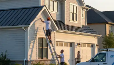 Professional gutter painting on Oakland, CA home exterior by expert house painters
