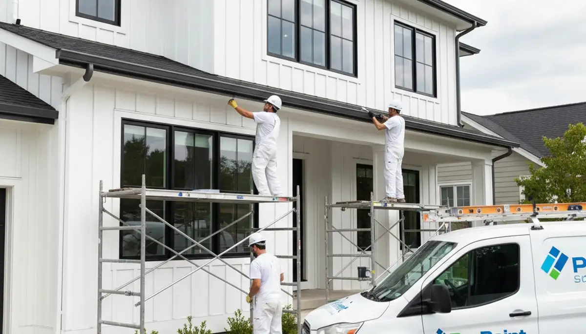 Professional gutter painting on a residential home exterior in Oakland, CA by expert house painters