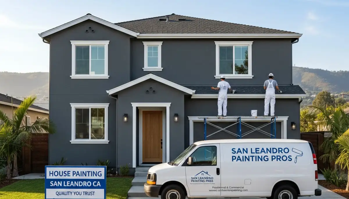 Professional house painters working on residential exterior in Oakland, CA