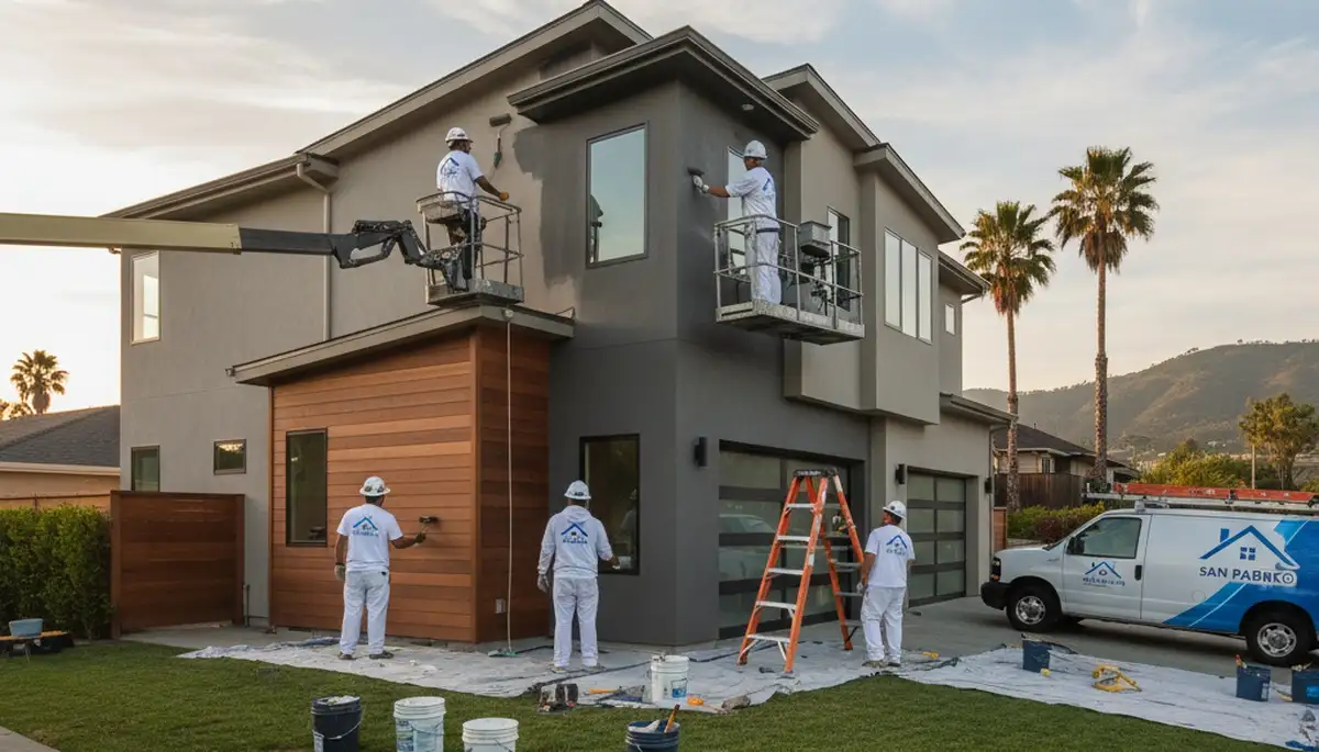 Oakland, CA house painters painting a home's exterior with professional, high-quality service