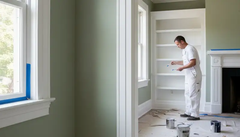 Professional interior trim painting with crisp edges in an Oakland, CA home by expert house painters