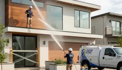 Professional pressure cleaning a home exterior in Oakland, CA by expert house painters