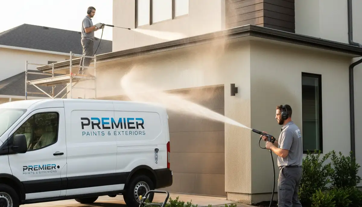 Professional pressure washing a home exterior in Oakland, CA for mildew and grime removal