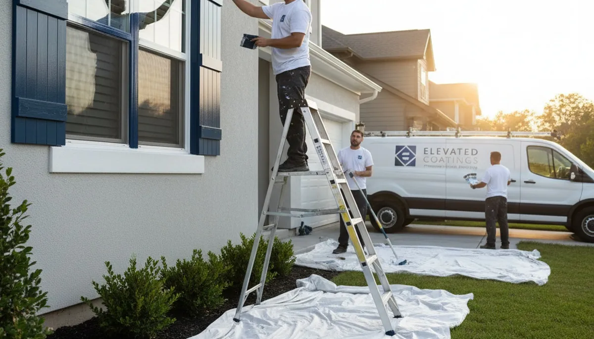 Professional shutter painting on a residential home in Oakland, CA by expert house painters