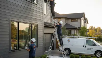 Professional siding painting on Oakland, CA home by expert house painters using durable exterior finishes