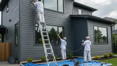 Professional siding painting on Oakland, CA home by local house painters using durable exterior finishes