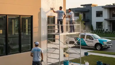 Professional stucco repair on Oakland, CA home exterior by expert house painters