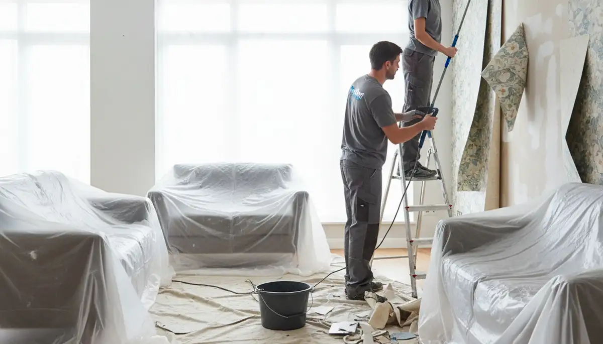 Professional wallpaper removal service in Oakland, CA with clean wall stripping and surface preparation