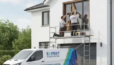 Painter repairing exterior wood rot on Oakland, CA home with expert restoration for lasting protection